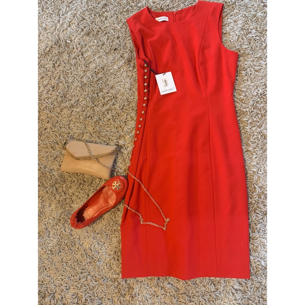 Calvin Klein Red Gold Beaded Dress ❣️
